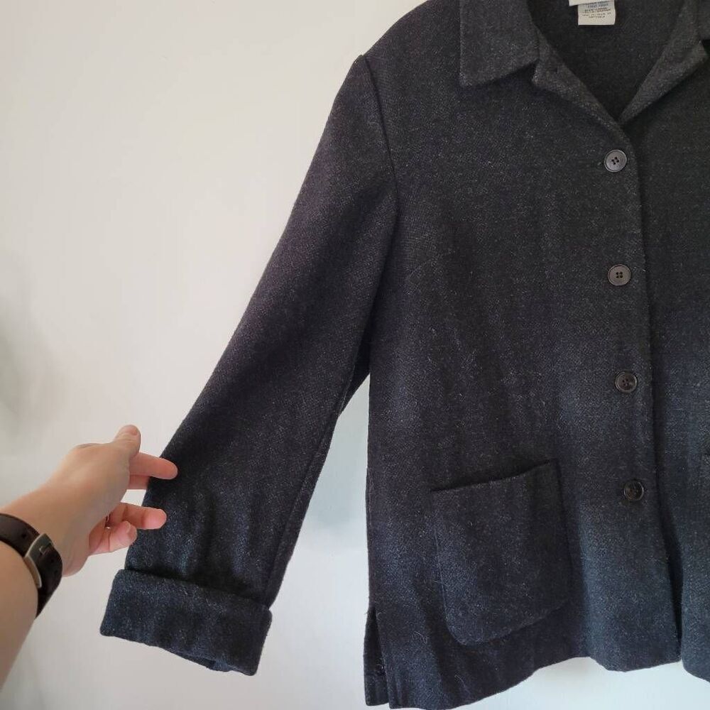 Jaclyn Smith Classic Wool Blend Jacket Coat Women’s Large Charcoal Button Front - Picture 7 of 8